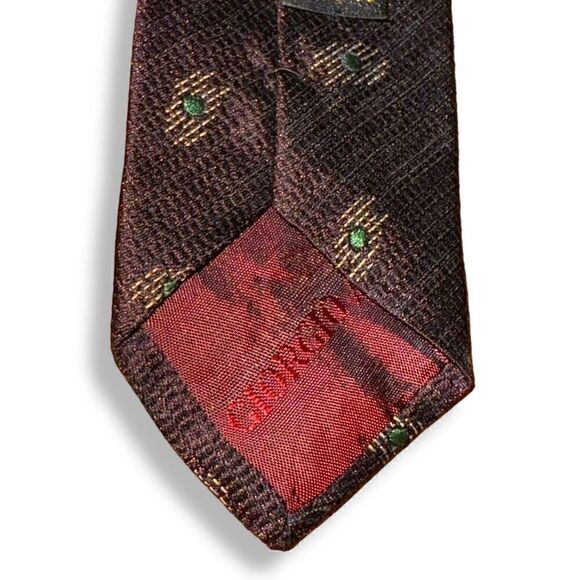 80s Giorgio Armani Brown Abstract 100% Silk Neck Tie - Picture 6 of 6